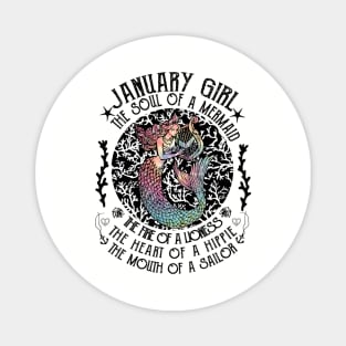 January Girl The Soul Of A Mermaid Hippie T-shirt Magnet